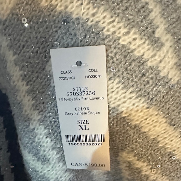 WHITE HOUSE BLACK MARKET❤️GRAY BELTED SEQUIN CARDIGAN SWEATER-Size XL~ NWT - Picture 5 of 8